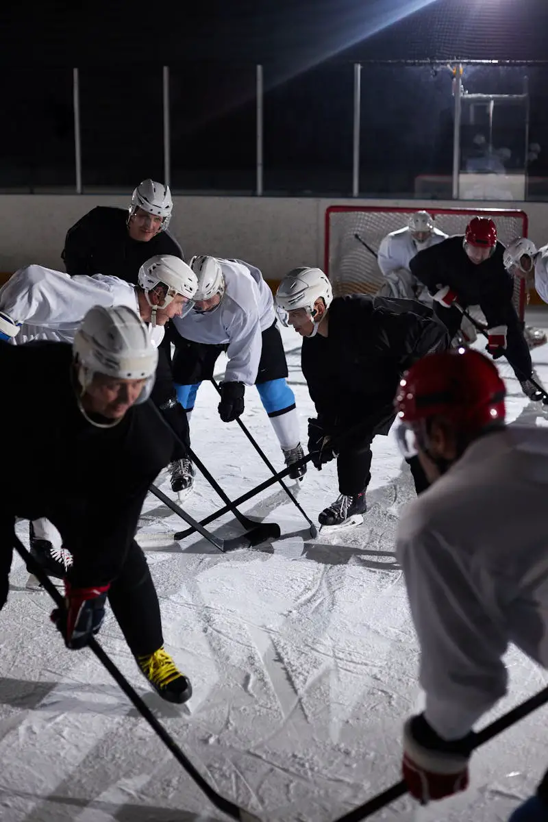 A Group of Athletes Playing Ice Hockey