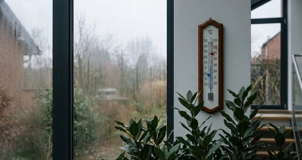 Min-Max-Thermometer im Winterquartier zur Temperaturkontrolle