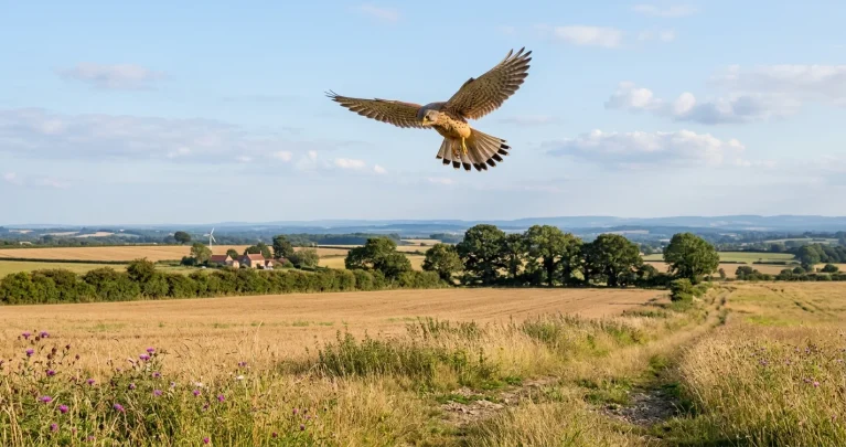Turmfalke im Rüttelflug: Wie er scheinbar still in der Luft steht