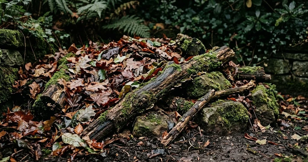 Laub-, Totholz- und Steinhaufen als Winterquartier für Amphibien