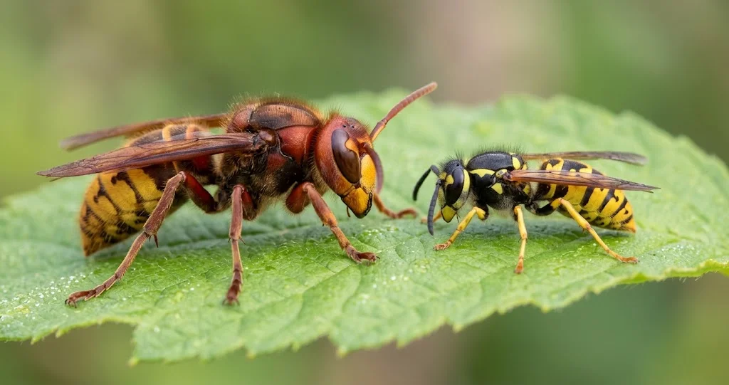 Hornisse und Wespe im Größenvergleich